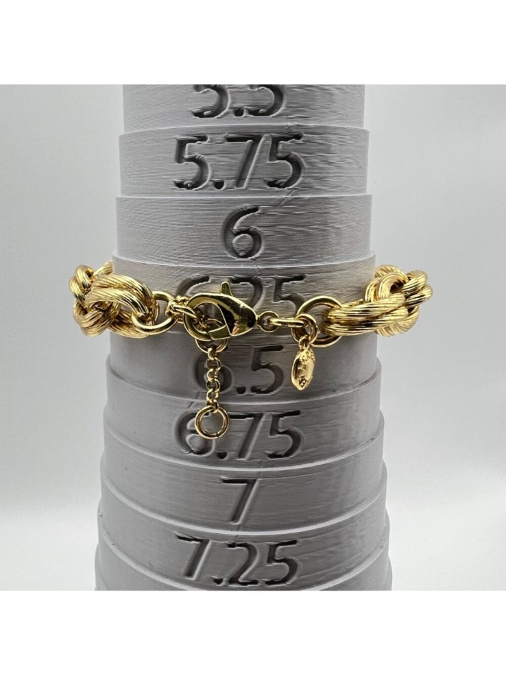 J Crew Gold-Tone Bracelet Textured Chain Double Link Adjustable Classic Stack - Picture 6 of 8